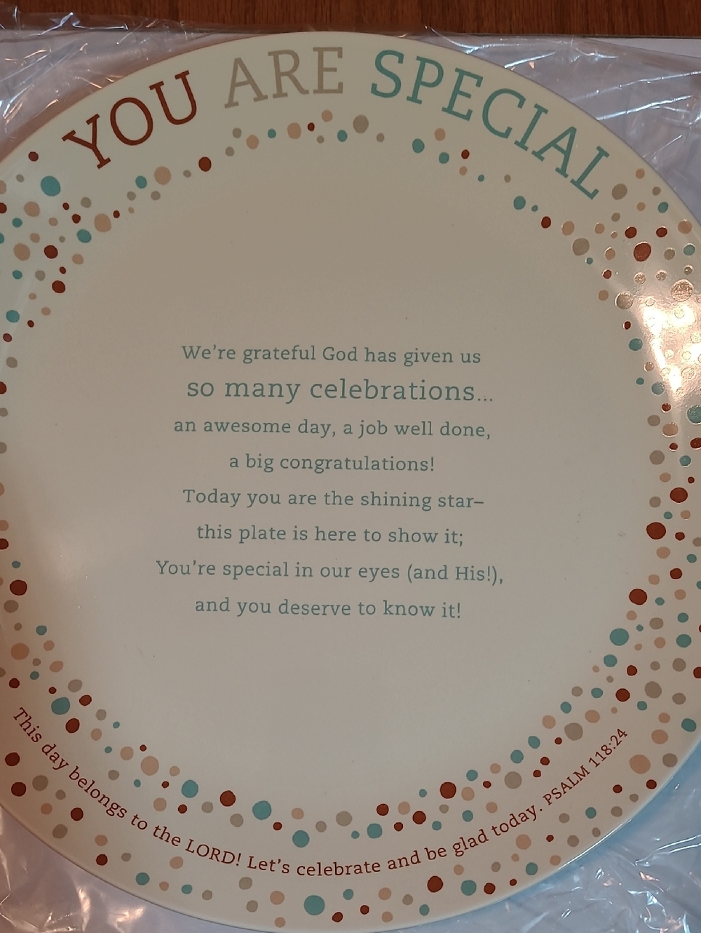 You Are Special Decorative Celebration Plate - Cream/Turquoise/Brown